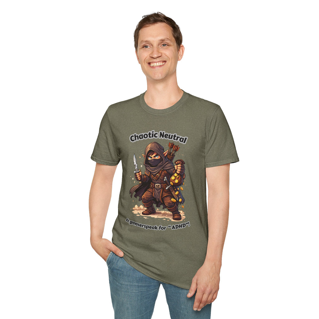 Chaotic Neutral Rogue T-Shirt - Gamerspeak for "ADHD" Graphic Tee