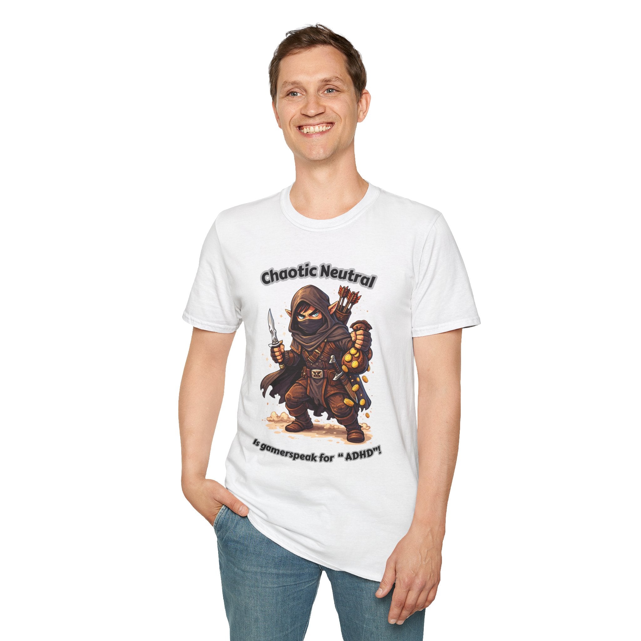 Chaotic Neutral Rogue T-Shirt - Gamerspeak for "ADHD" Graphic Tee
