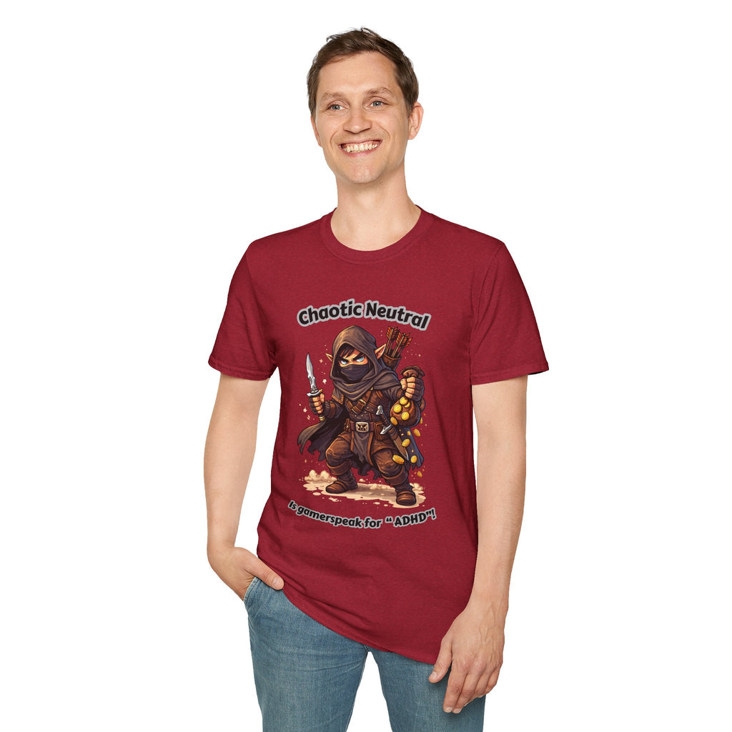 Chaotic Neutral Rogue T-Shirt - Gamerspeak for "ADHD" Graphic Tee