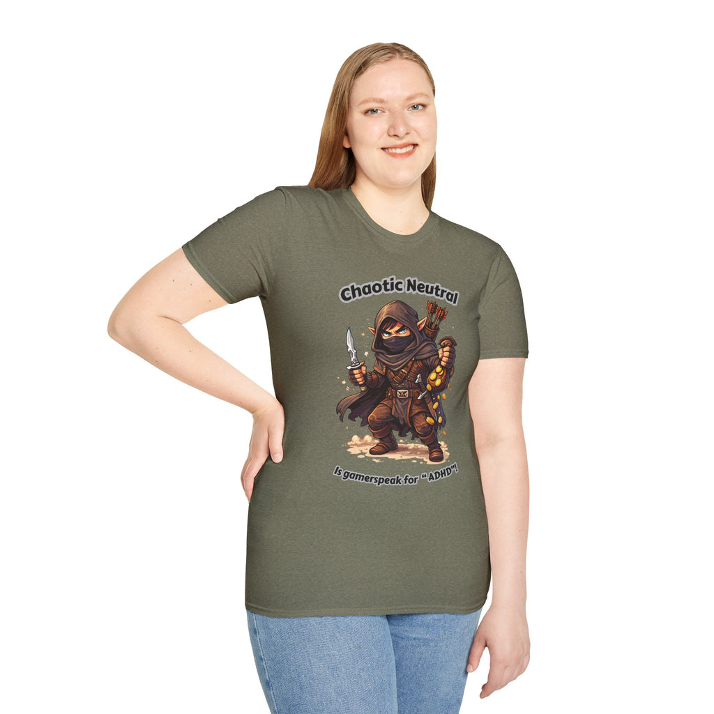 Chaotic Neutral Rogue T-Shirt - Gamerspeak for "ADHD" Graphic Tee
