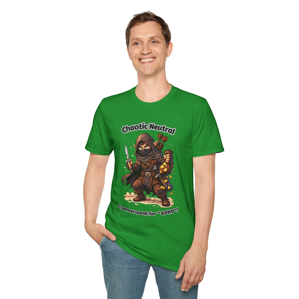 Chaotic Neutral Rogue T-Shirt - Gamerspeak for "ADHD" Graphic Tee