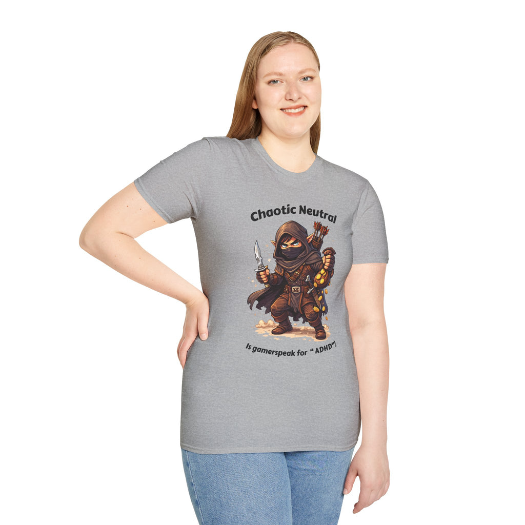 Chaotic Neutral Rogue T-Shirt - Gamerspeak for "ADHD" Graphic Tee