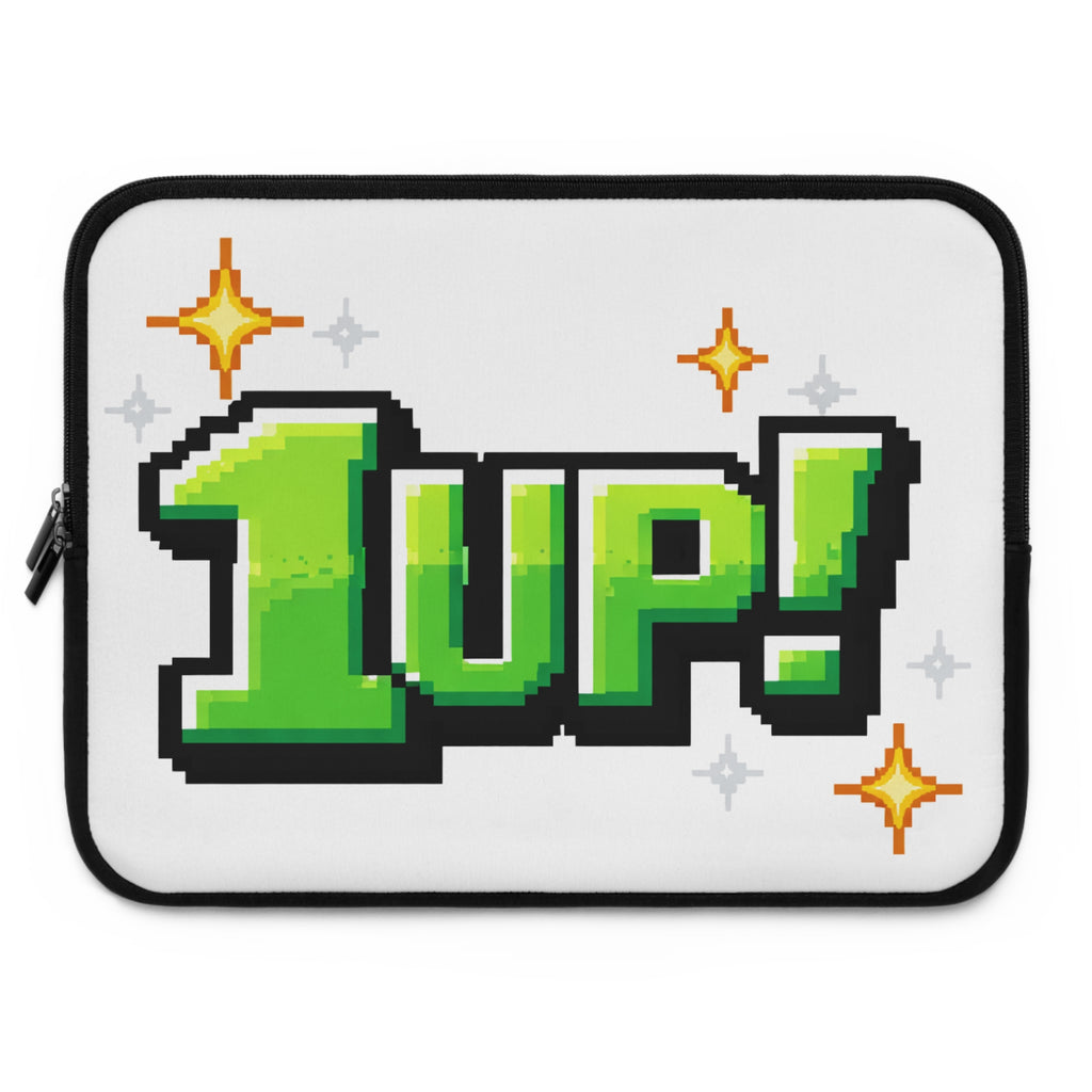 1UP Pixel Art Laptop Sleeve | Retro Gaming 8-Bit Design