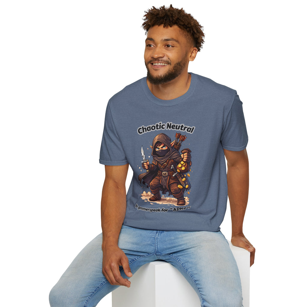 Chaotic Neutral Rogue T-Shirt - Gamerspeak for "ADHD" Graphic Tee