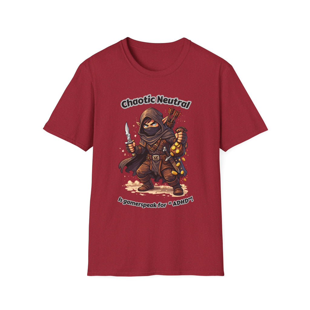 Chaotic Neutral Rogue T-Shirt - Gamerspeak for "ADHD" Graphic Tee