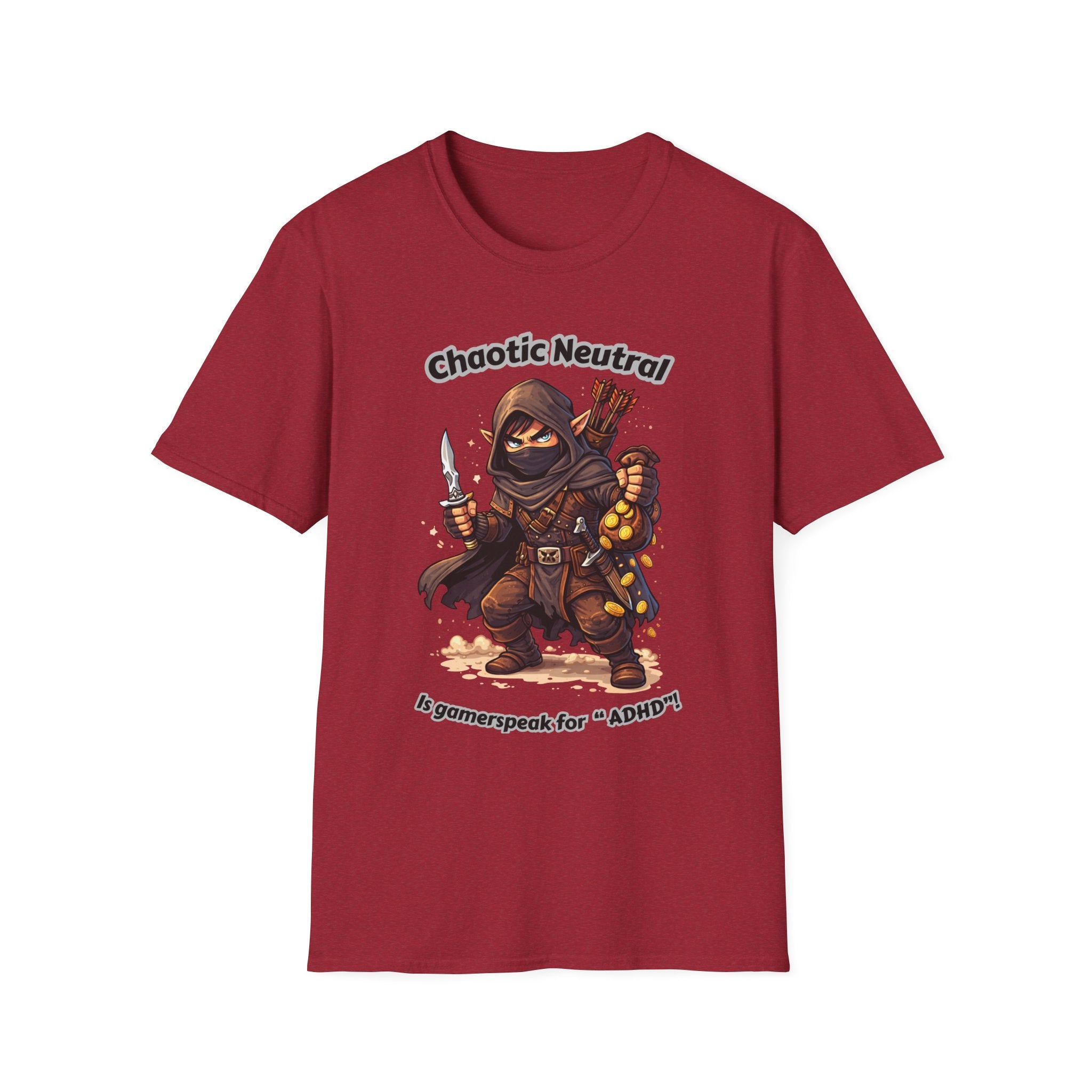 Chaotic Neutral Rogue T-Shirt - Gamerspeak for "ADHD" Graphic Tee