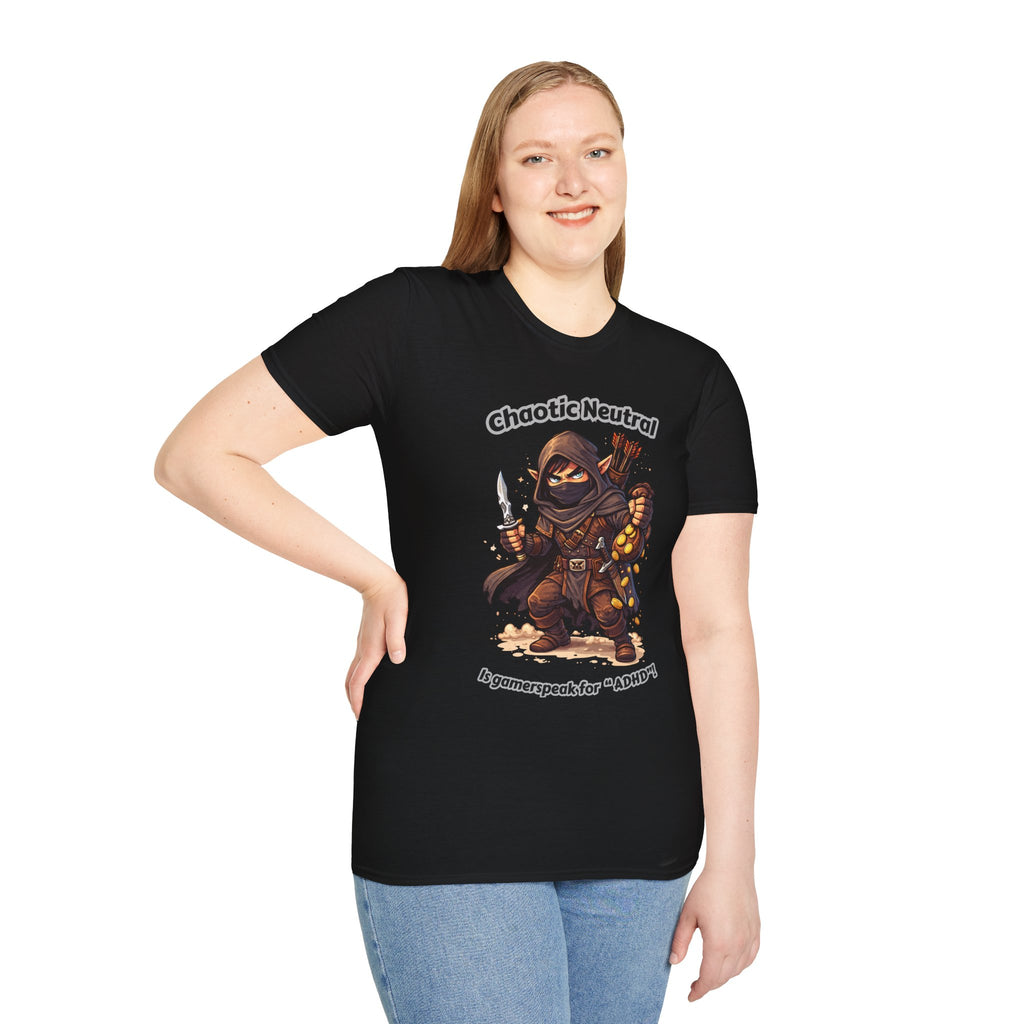 Chaotic Neutral Rogue T-Shirt - Gamerspeak for "ADHD" Graphic Tee