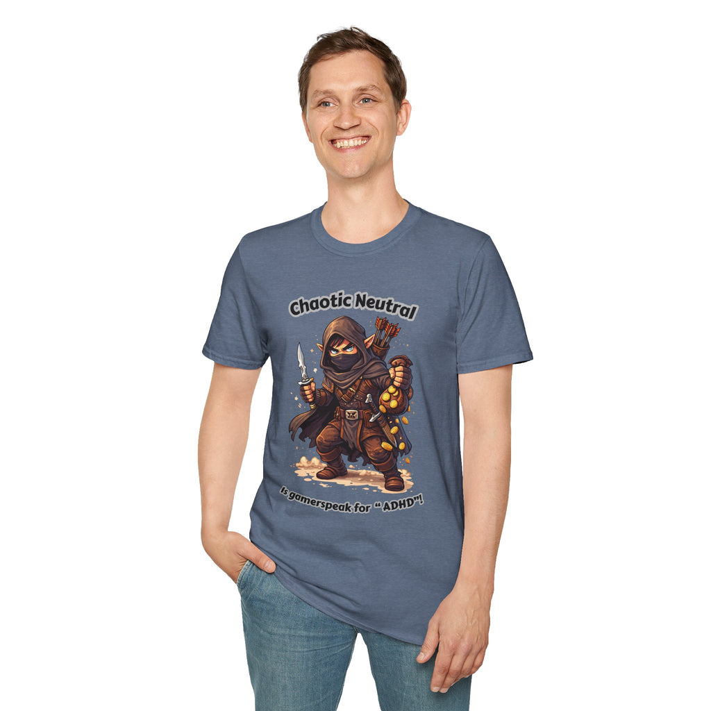 Chaotic Neutral Rogue T-Shirt - Gamerspeak for "ADHD" Graphic Tee