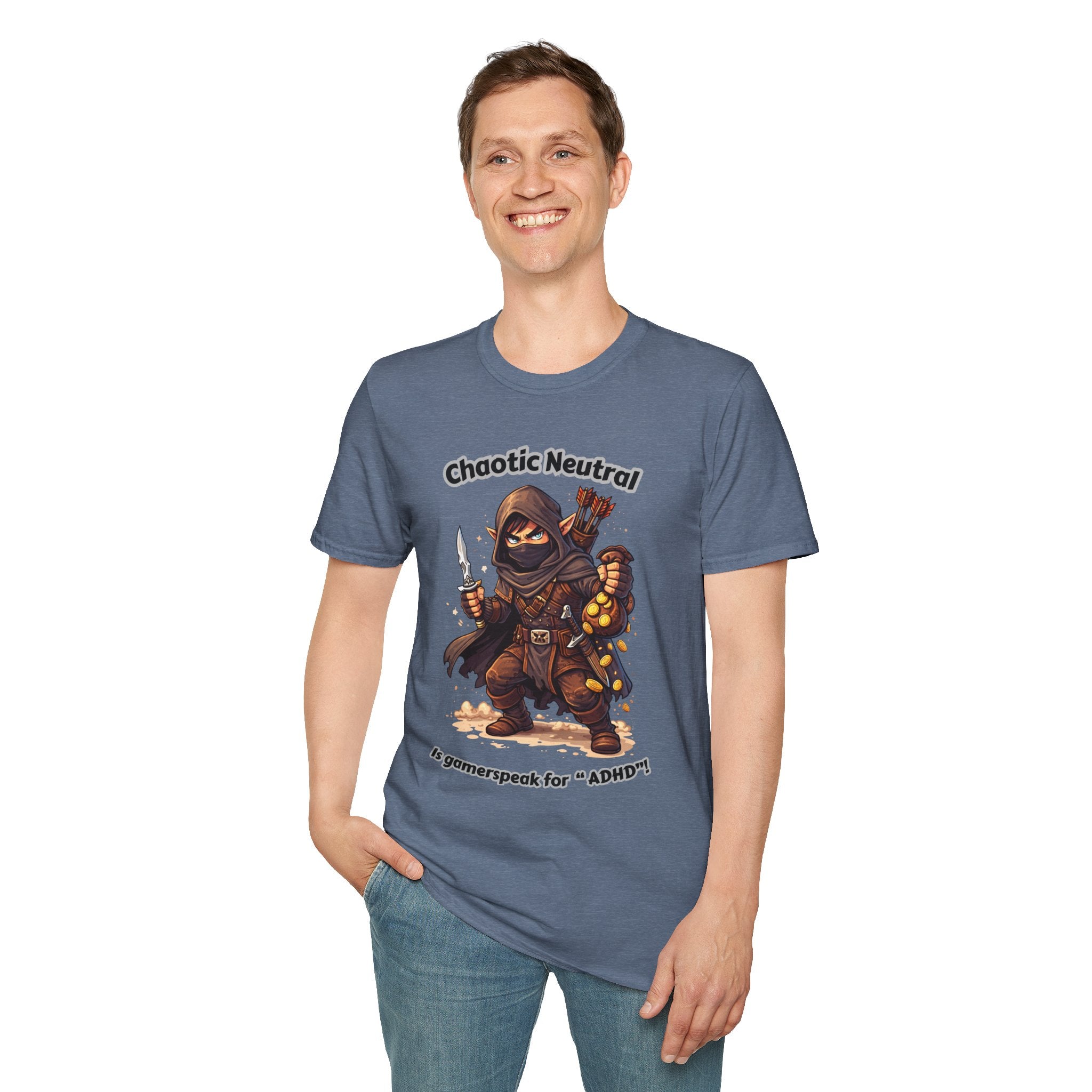 Chaotic Neutral Rogue T-Shirt - Gamerspeak for "ADHD" Graphic Tee