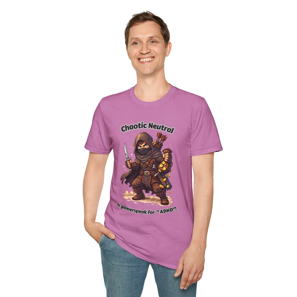 Chaotic Neutral Rogue T-Shirt - Gamerspeak for "ADHD" Graphic Tee