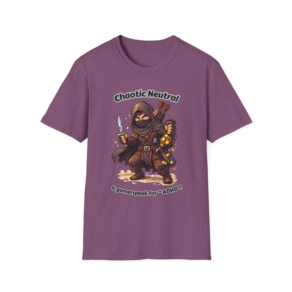 Chaotic Neutral Rogue T-Shirt - Gamerspeak for "ADHD" Graphic Tee