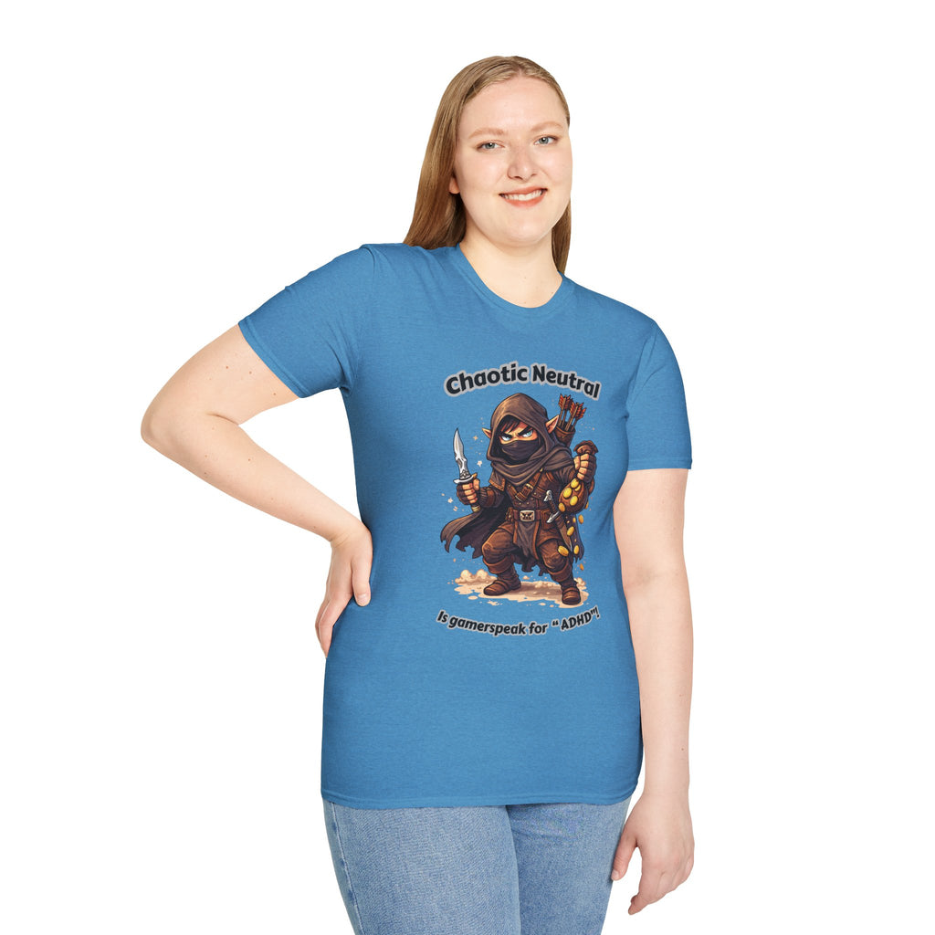 Chaotic Neutral Rogue T-Shirt - Gamerspeak for "ADHD" Graphic Tee