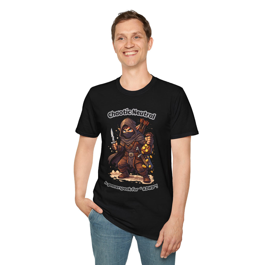 Chaotic Neutral Rogue T-Shirt - Gamerspeak for "ADHD" Graphic Tee