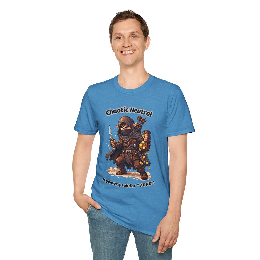 Chaotic Neutral Rogue T-Shirt - Gamerspeak for "ADHD" Graphic Tee