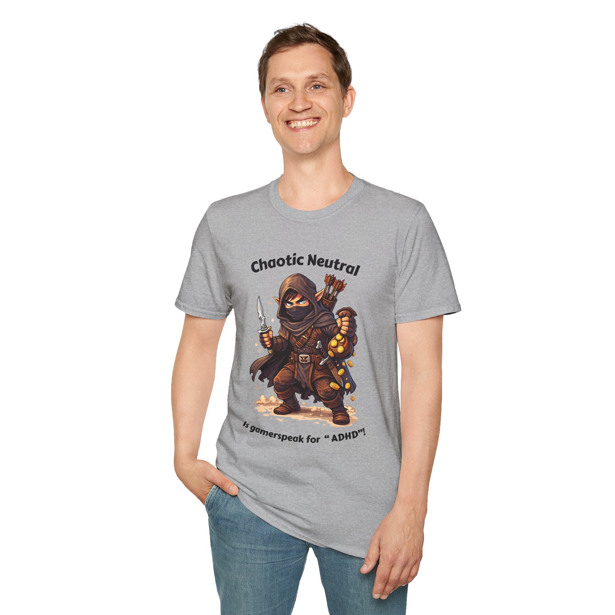 Chaotic Neutral Rogue T-Shirt - Gamerspeak for "ADHD" Graphic Tee