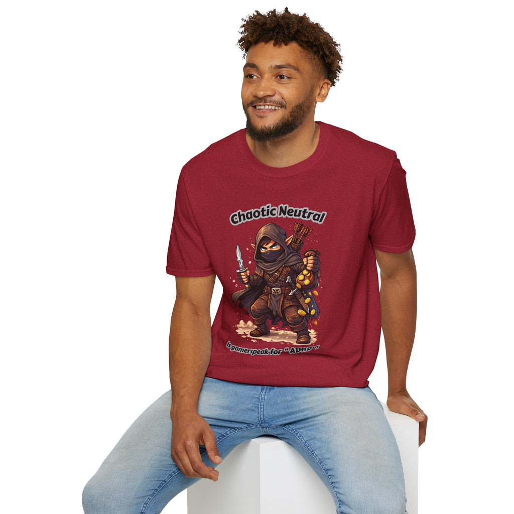 Chaotic Neutral Rogue T-Shirt - Gamerspeak for "ADHD" Graphic Tee