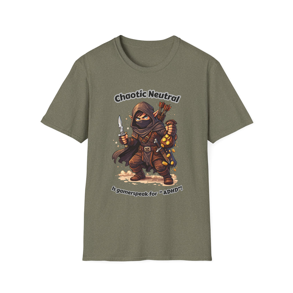 Chaotic Neutral Rogue T-Shirt - Gamerspeak for "ADHD" Graphic Tee