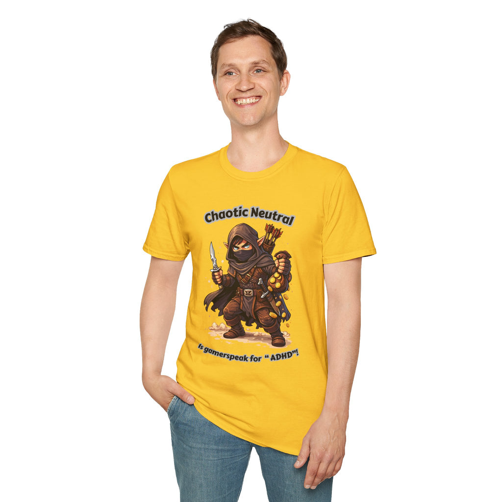 Chaotic Neutral Rogue T-Shirt - Gamerspeak for "ADHD" Graphic Tee