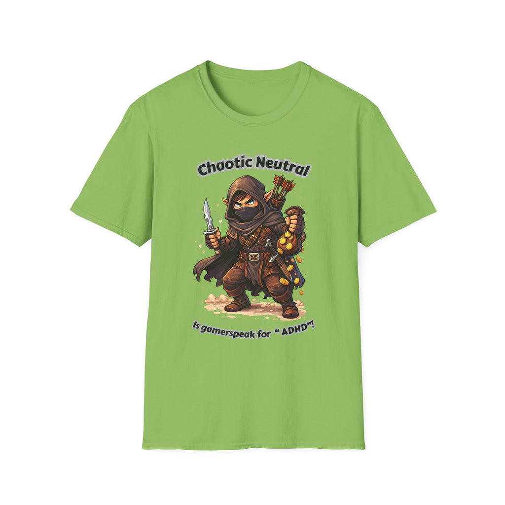 Chaotic Neutral Rogue T-Shirt - Gamerspeak for "ADHD" Graphic Tee
