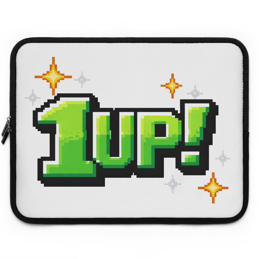 1UP Pixel Art Laptop Sleeve | Retro Gaming 8-Bit Design