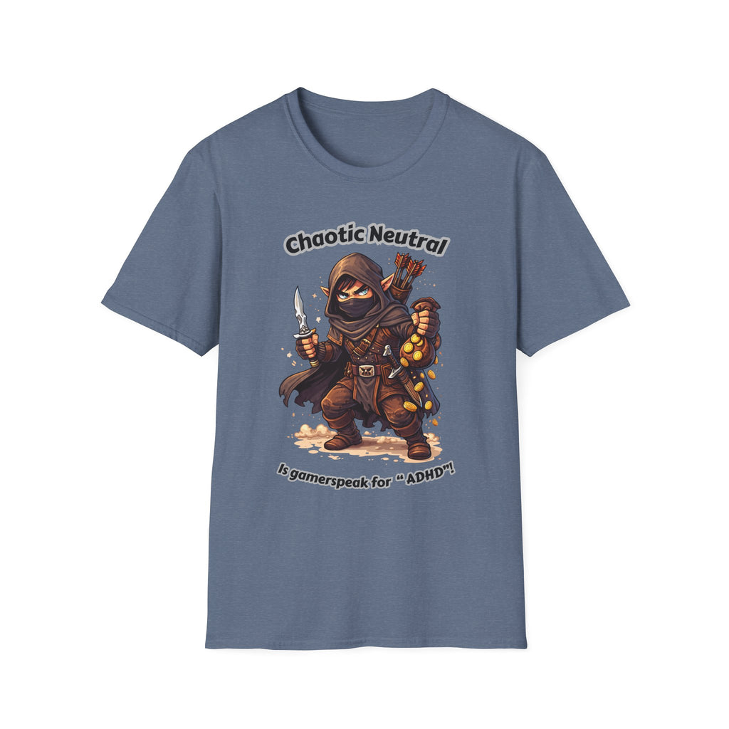 Chaotic Neutral Rogue T-Shirt - Gamerspeak for "ADHD" Graphic Tee