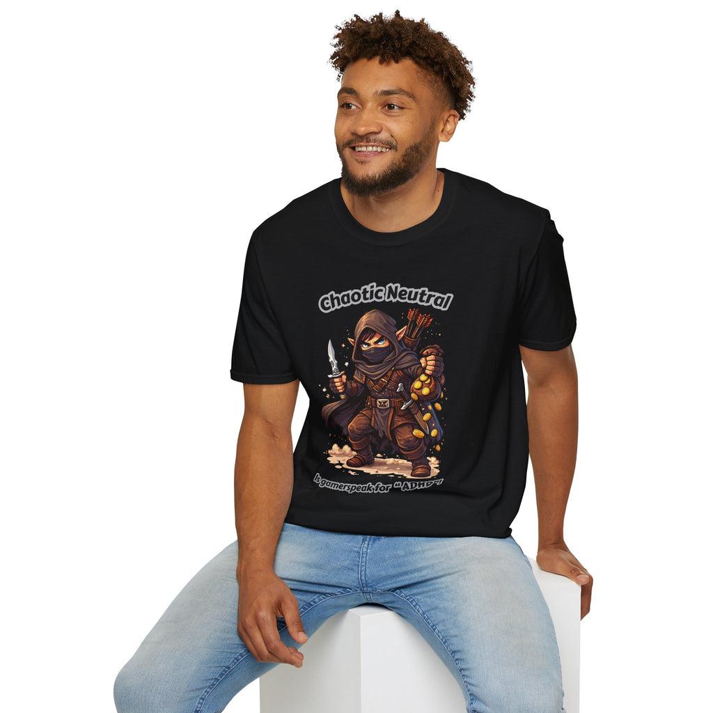 Chaotic Neutral Rogue T-Shirt - Gamerspeak for "ADHD" Graphic Tee