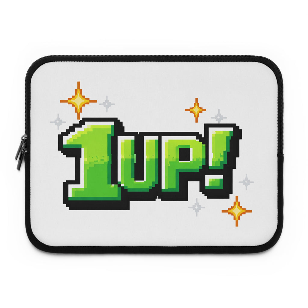 1UP Pixel Art Laptop Sleeve | Retro Gaming 8-Bit Design