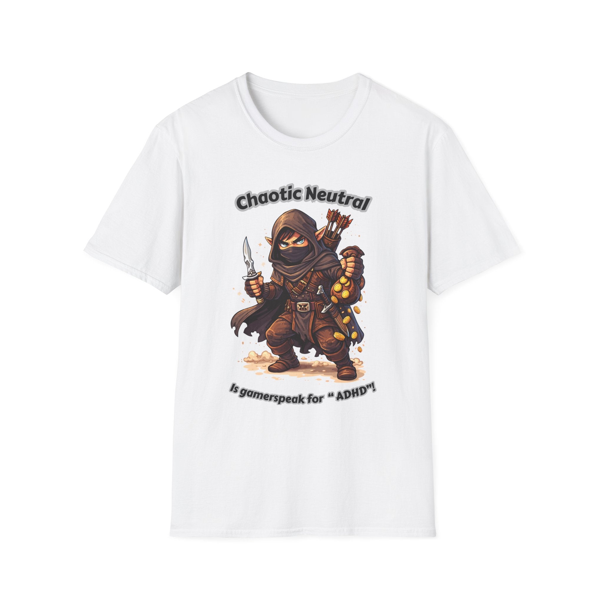 Chaotic Neutral Rogue T-Shirt - Gamerspeak for "ADHD" Graphic Tee