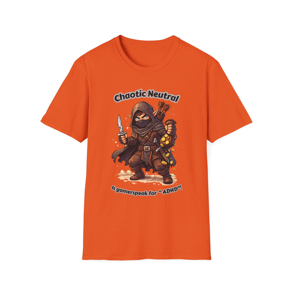 Chaotic Neutral Rogue T-Shirt - Gamerspeak for "ADHD" Graphic Tee