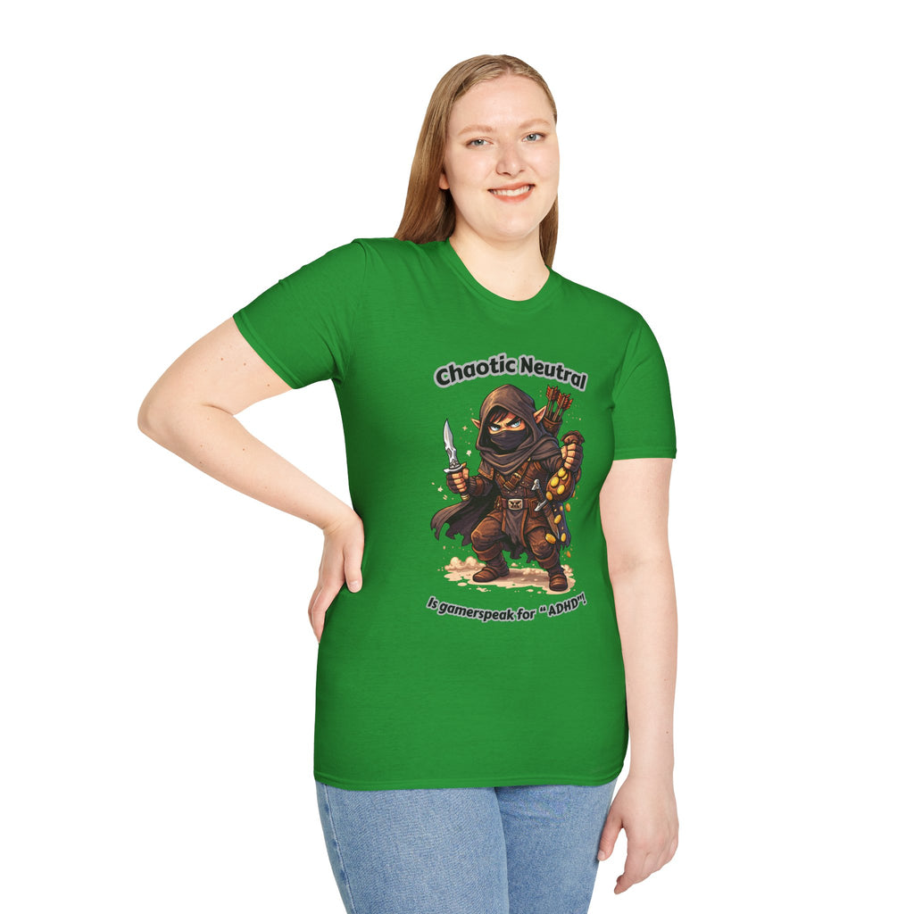 Chaotic Neutral Rogue T-Shirt - Gamerspeak for "ADHD" Graphic Tee