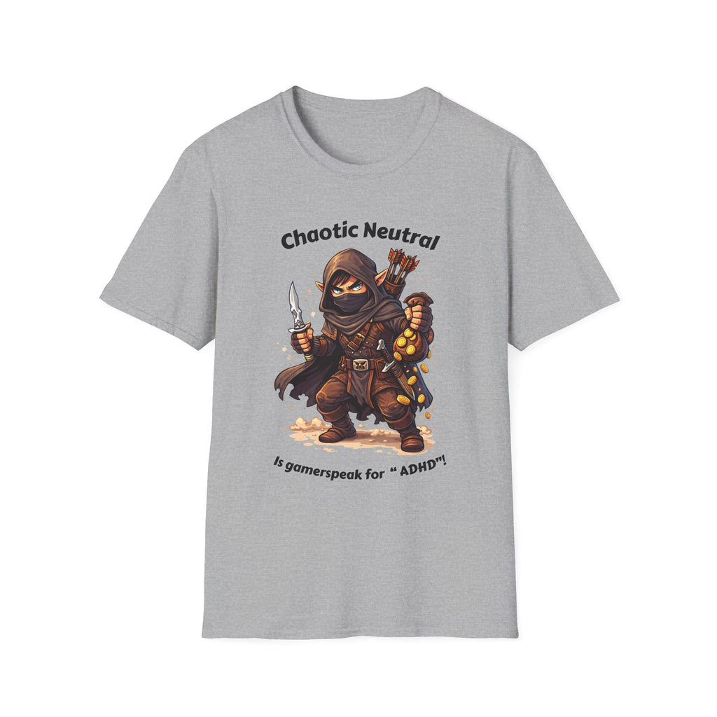 Chaotic Neutral Rogue T-Shirt - Gamerspeak for "ADHD" Graphic Tee