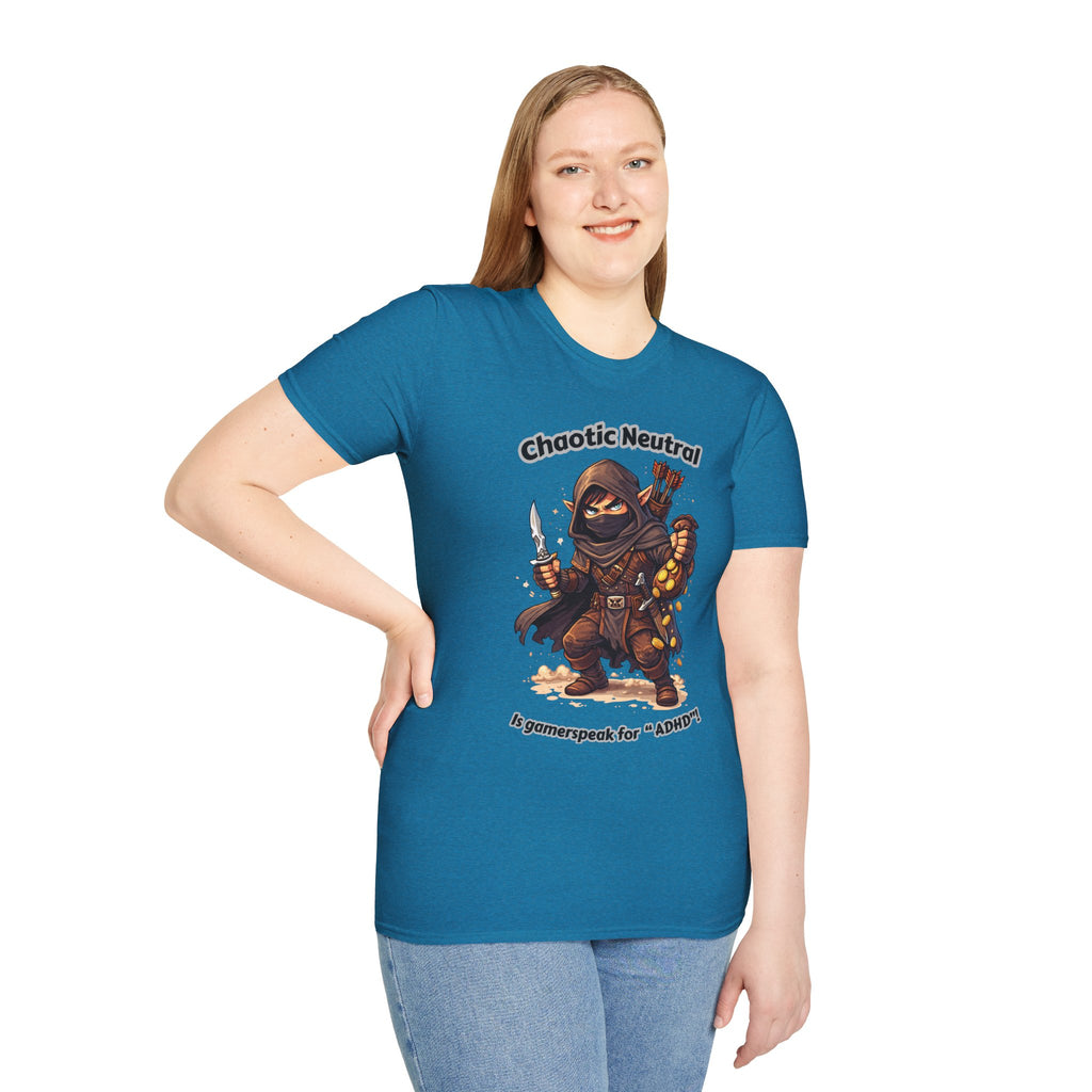 Chaotic Neutral Rogue T-Shirt - Gamerspeak for "ADHD" Graphic Tee