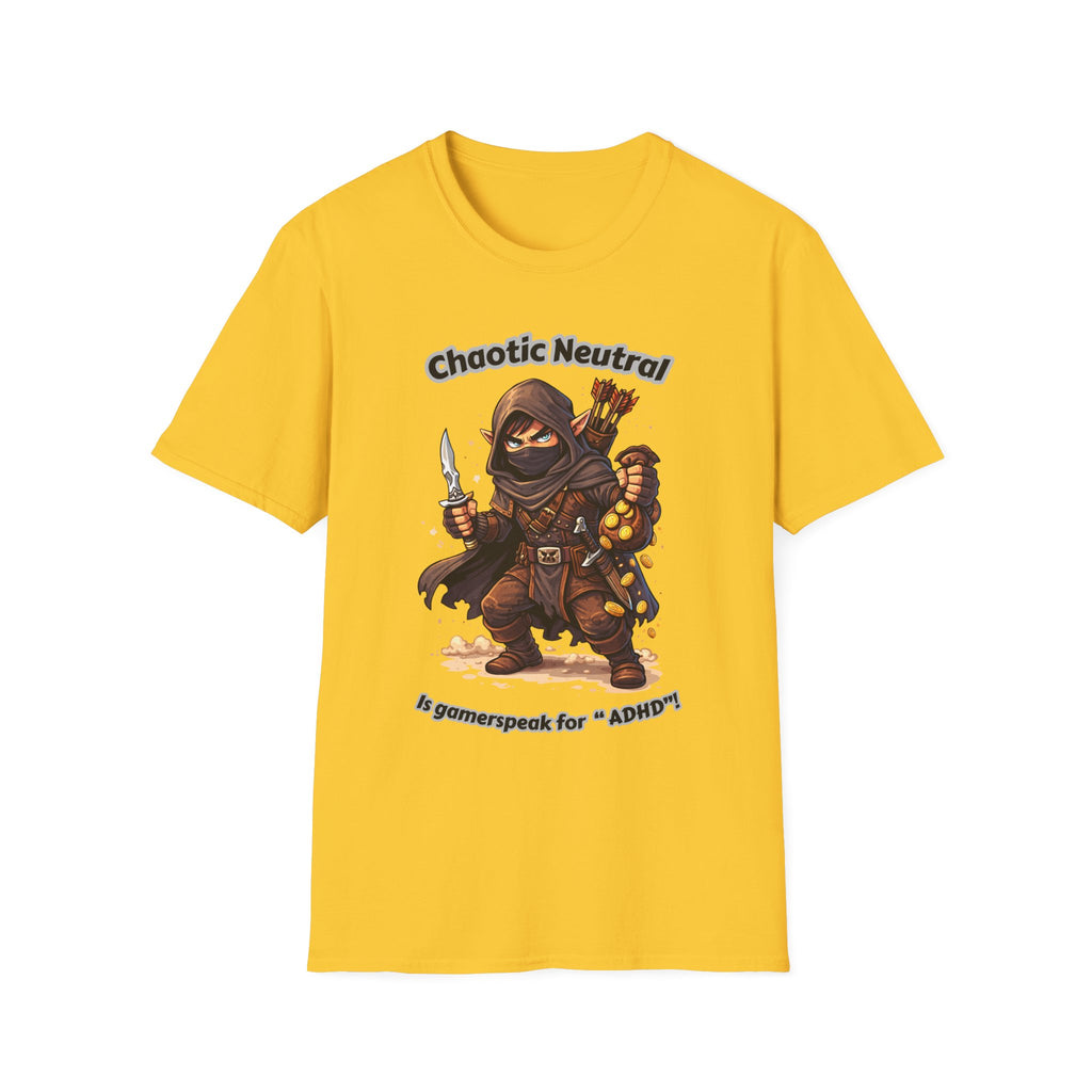 Chaotic Neutral Rogue T-Shirt - Gamerspeak for "ADHD" Graphic Tee