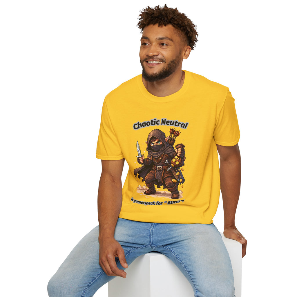 Chaotic Neutral Rogue T-Shirt - Gamerspeak for "ADHD" Graphic Tee