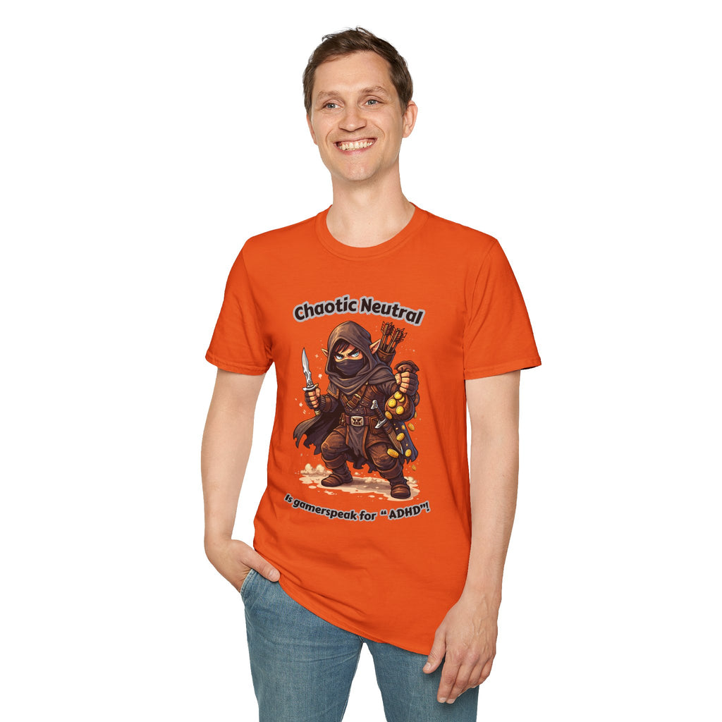 Chaotic Neutral Rogue T-Shirt - Gamerspeak for "ADHD" Graphic Tee