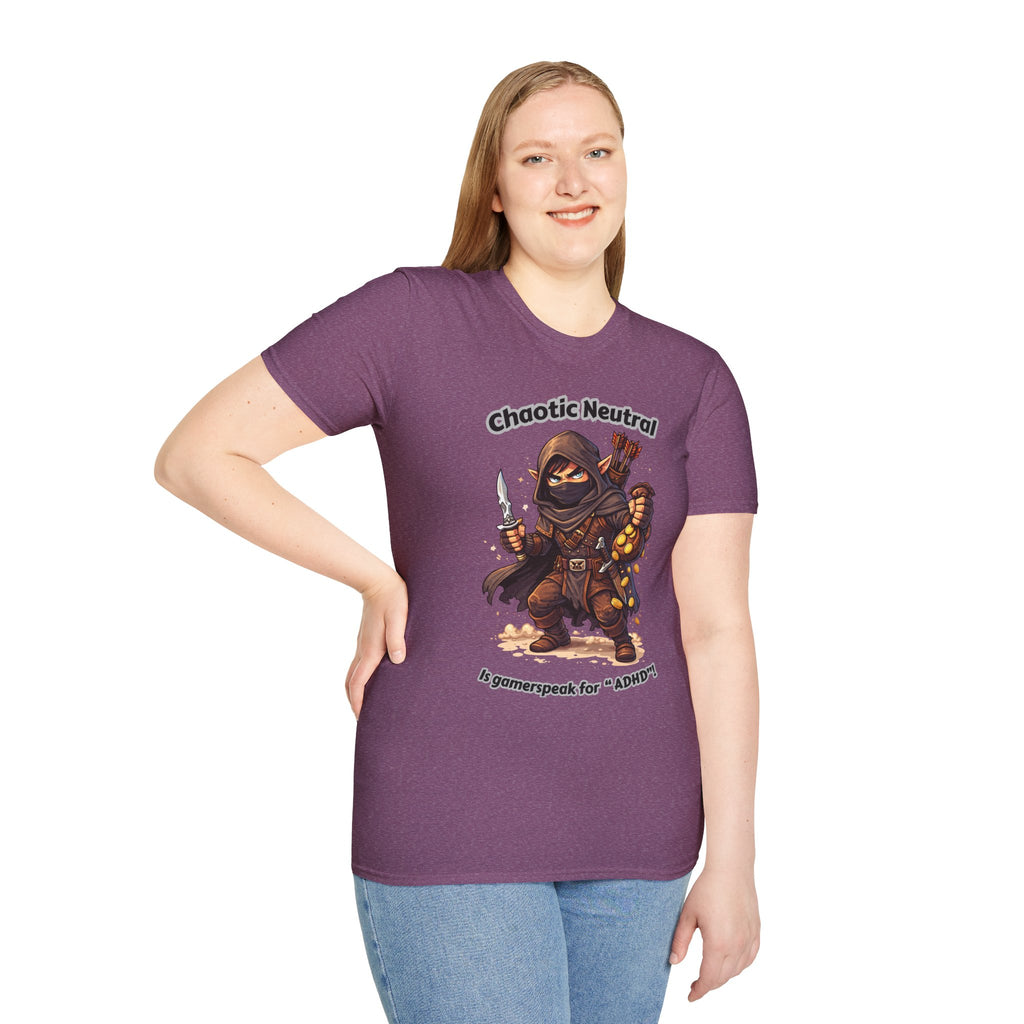 Chaotic Neutral Rogue T-Shirt - Gamerspeak for "ADHD" Graphic Tee