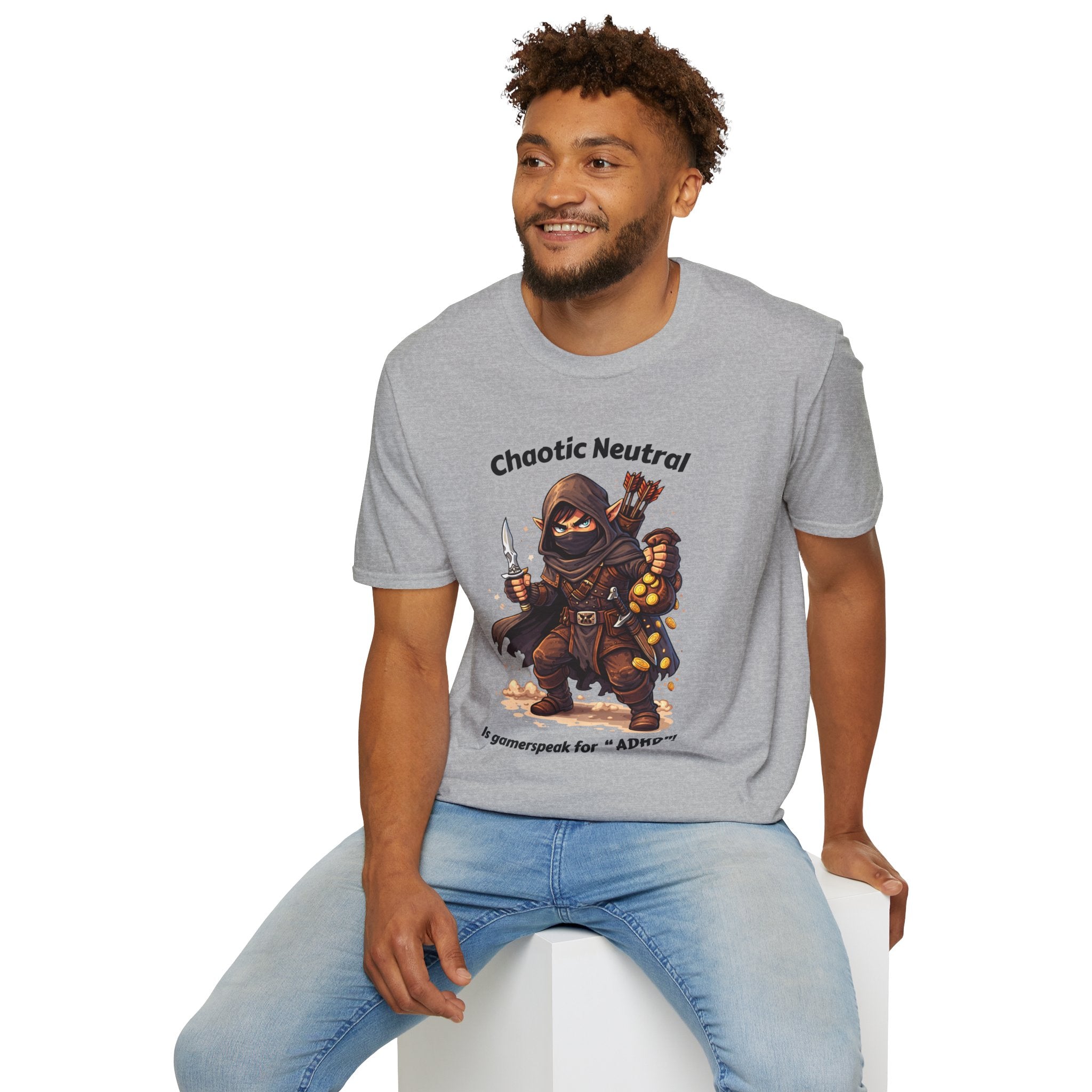 Chaotic Neutral Rogue T-Shirt - Gamerspeak for "ADHD" Graphic Tee