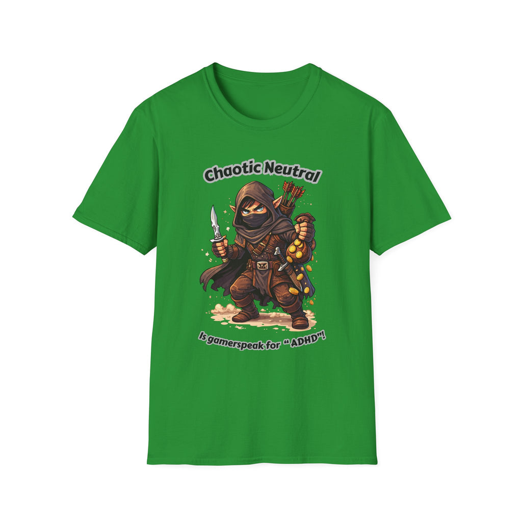 Chaotic Neutral Rogue T-Shirt - Gamerspeak for "ADHD" Graphic Tee