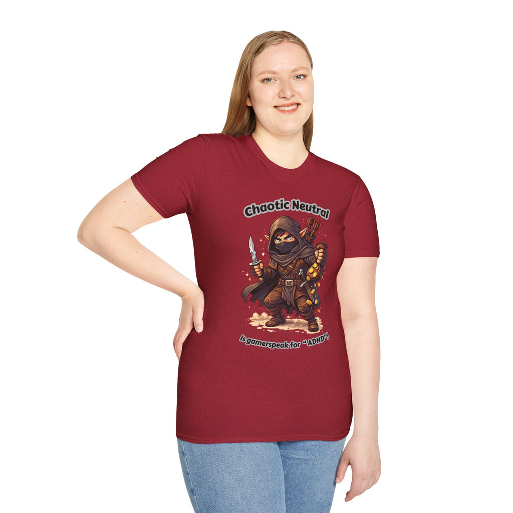 Chaotic Neutral Rogue T-Shirt - Gamerspeak for "ADHD" Graphic Tee